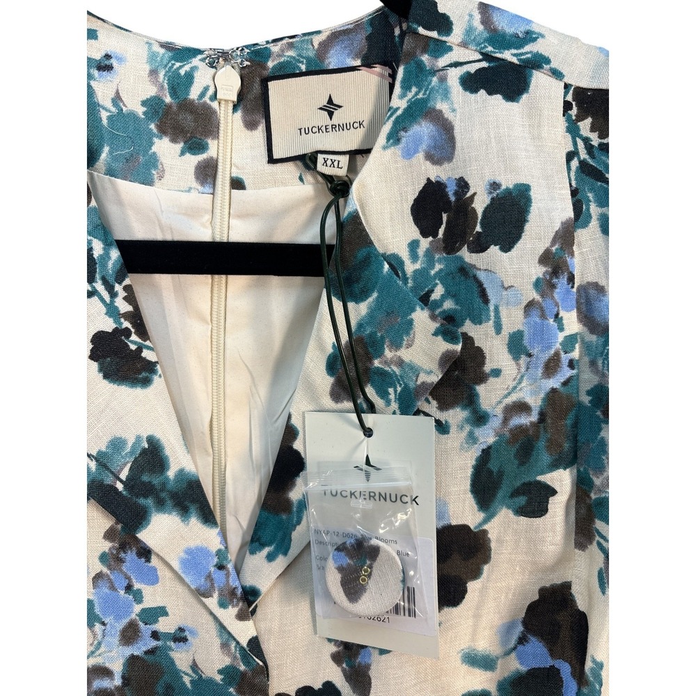 NWT Tuckernuck Blue Blooms Linen Midi/Maxi Dress Size XL Floral Wedding Guest - Picture 8 of 10